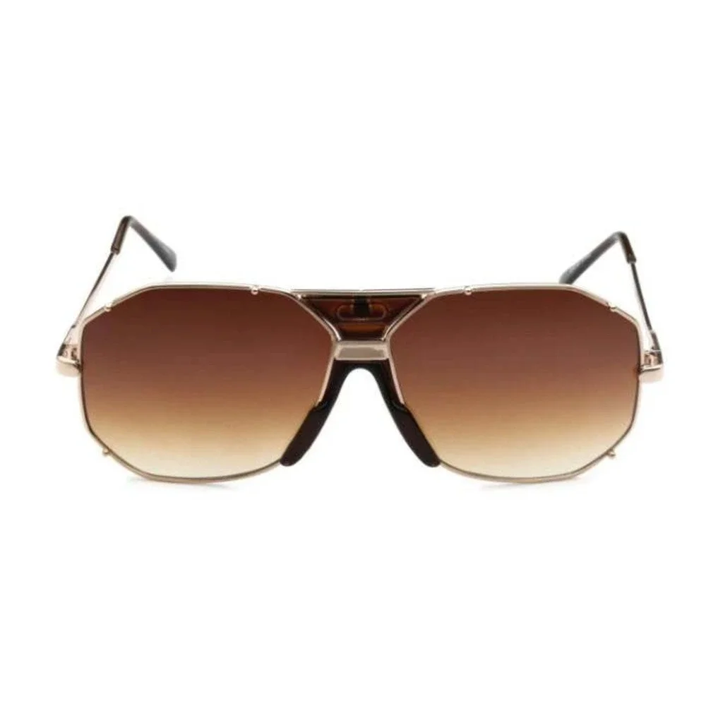 Fashion Sunglasses Frame Gold Metal Brown Lens Men Trendy Street Wear UV400‎ New